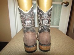 Unbranded Brown Square Toe Embroidered Boots Youth sz US 13.5 Mex 20.5