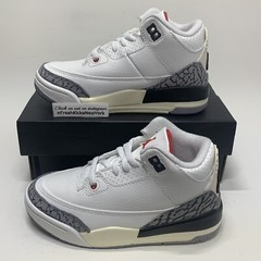 Jordan 3 White Cement Reimagined Pre School Size 11c DM0966-100 Fire Red AJ3 PS