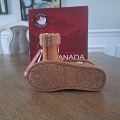 Canada Weather Gear Brown Suede Bootie Unisex Kids 13 Knit Cuff Zipper Water Re…