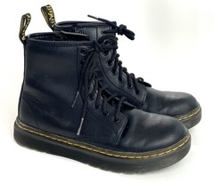 Doc Dr Martens Black Leather Boots Zavala Youth Size 3 Side Zip