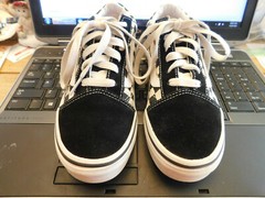 Vans checker board kids sz 3 Womens sz 5 Lace Up black white sneakers Suede toes