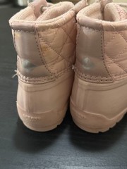 Sperry Pink Quilted Duck Boot Unisex Kids Lace-Up Faux Fur, Size 8M