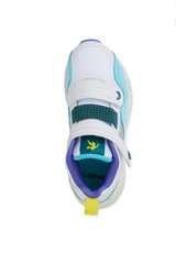 AND1 White Blue Yellow Athletic Sneaker Hook & Loop Flat Unisex Kids