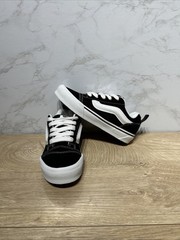 Vans Knu Skool Kids Black White Canvas Low Skate Sneakers 751505 Sz 3 New