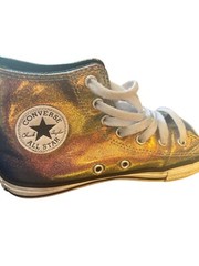 Converse All Star Junior Size 3 Iridescent Metallic High Top Lace Up Shoes