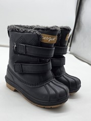 Cat & Jack Boots Kids Size 8 Black Faux Fur Snow Winter Ankle Hook Loop Damage