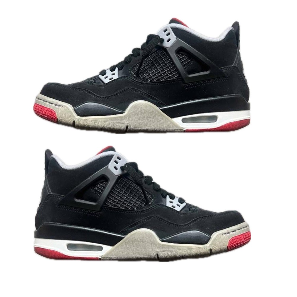 Nike Air Jordan 4 Retro GS Black/Red/Gray/White Leather 6.5Y (408452-060)