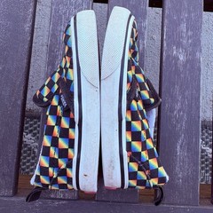 Vans Kids 6 – Rainbow Black Checkered Print Slip On Style #721356