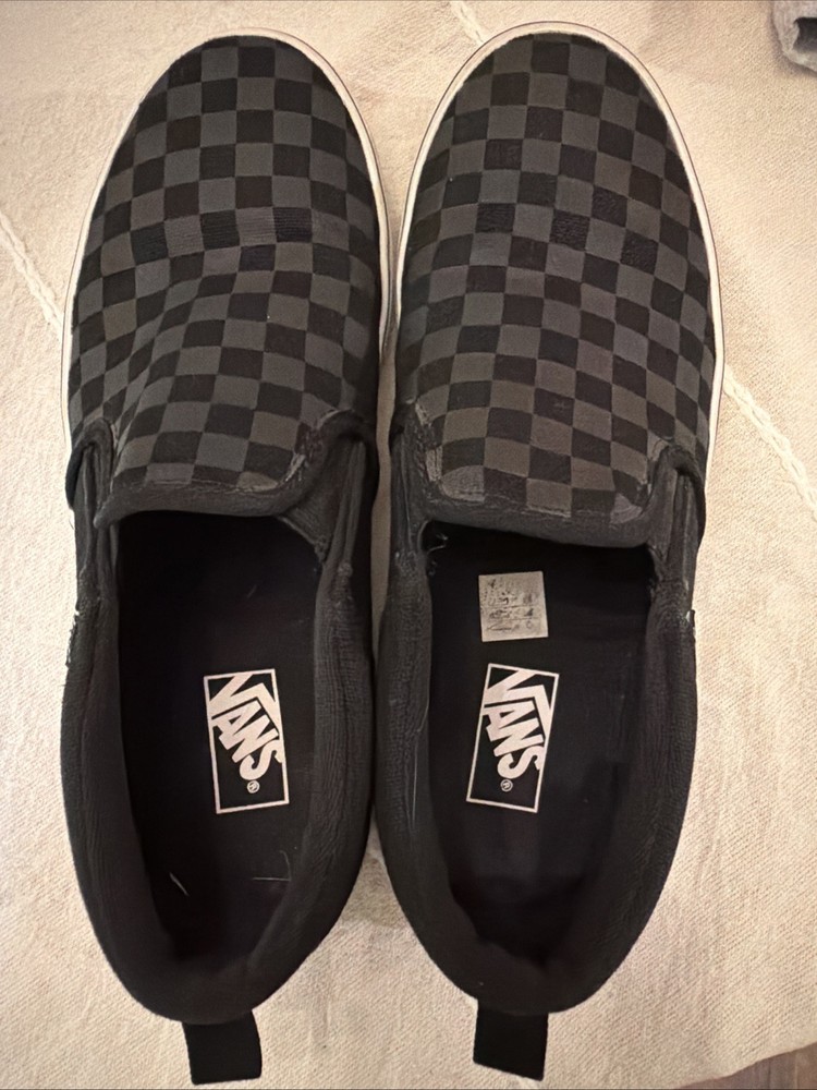 Vans Asher Slip-On Checker Black Youth Size 6