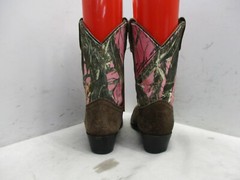 Masterson Boot Co Brown Suede Leather Pink Camo Cowboy Boots Youth Size 2 D