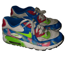 Nike Air Max 90 Mesh Blue Green Pink Tennis Shoes Sneakers Sz 7Y 833497-400 READ