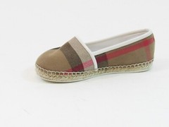 Burberry Kid Check Espadrille Flat – Off White/Tan – 27 (Kid)