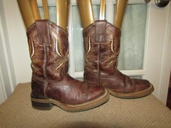 Mexico Square Toe Cowboy Western Boots Brown Leather Kids size 11 Mex 18.5