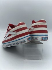 VANS Old Skool Red & White Striped Size 13 Kids “Where’s Waldo” Red Laces Read