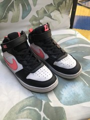 Nike Size 3 Court Borough Mid 2 White Black Pink CD7782-005 Basketball Shoes
