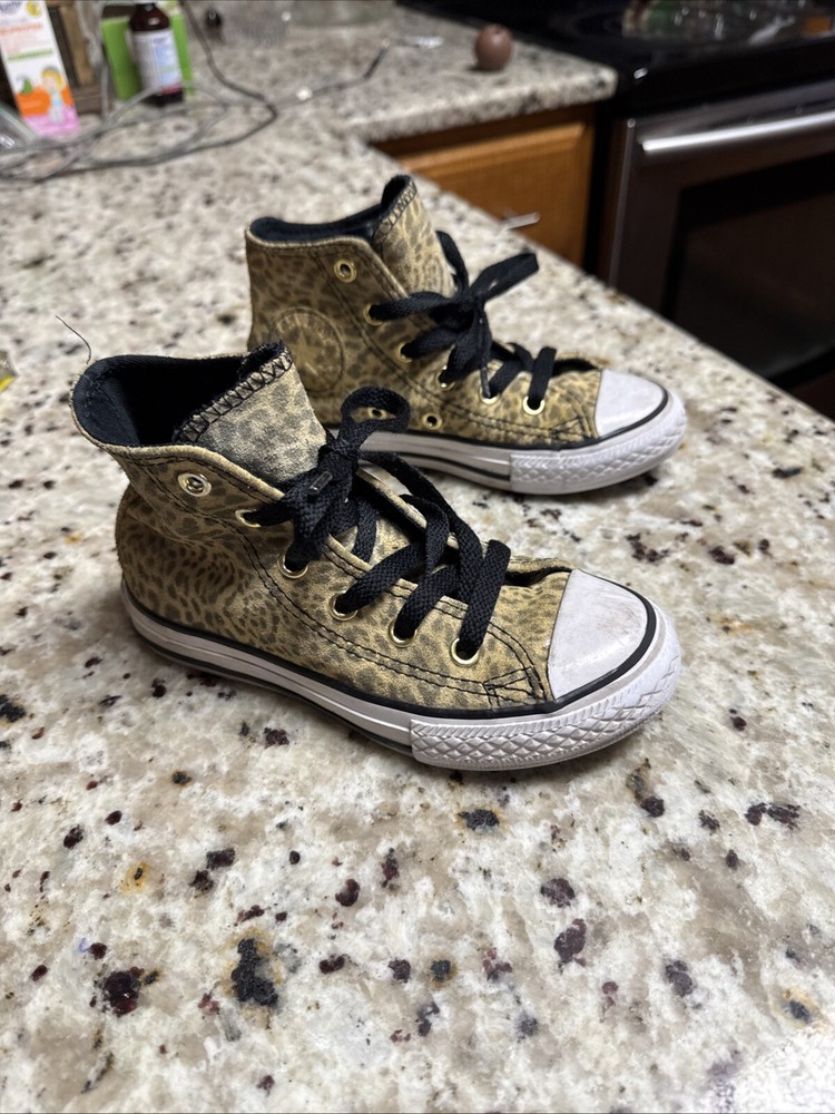 Leopard print converse all star high tops Kids/youth size 11