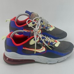 Nike Air Max 270 React Kids 7Y Gray Blue Red Yellow CT1630-001 Low Top Sneakers