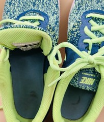 Nike Flex Contact Size 7Y Bright Green And Blue. Clean, Good Condition