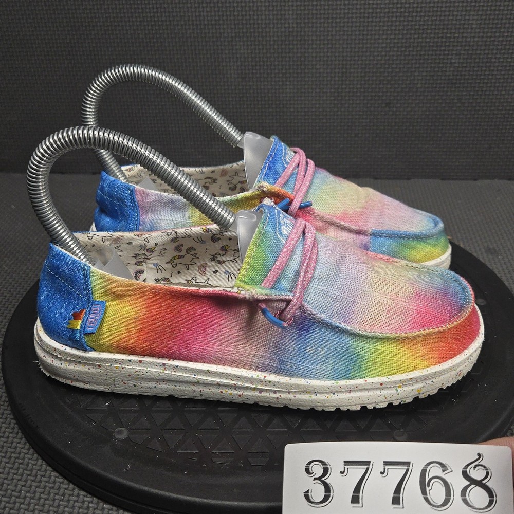 Hey Dude Wendy Youth Dreamer Magic Shoes Kids Size 3 Multicolor Tie Dye Slip-On