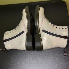 Dr Doc Martens 1460 Glitter J Boots Size 2 Big Kid Silver Metallic Combat Boots