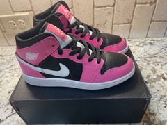 Nike Air Jordan 1 Mid Pinksicle Youth Pink Black White Sneakers 555112-002 4Y