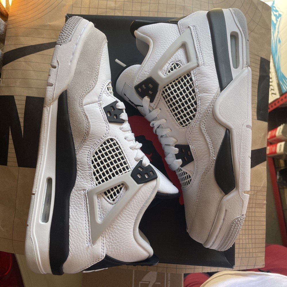 Air Jordan 4 Retro (GS) White/black Neutral Grey Size 7Y