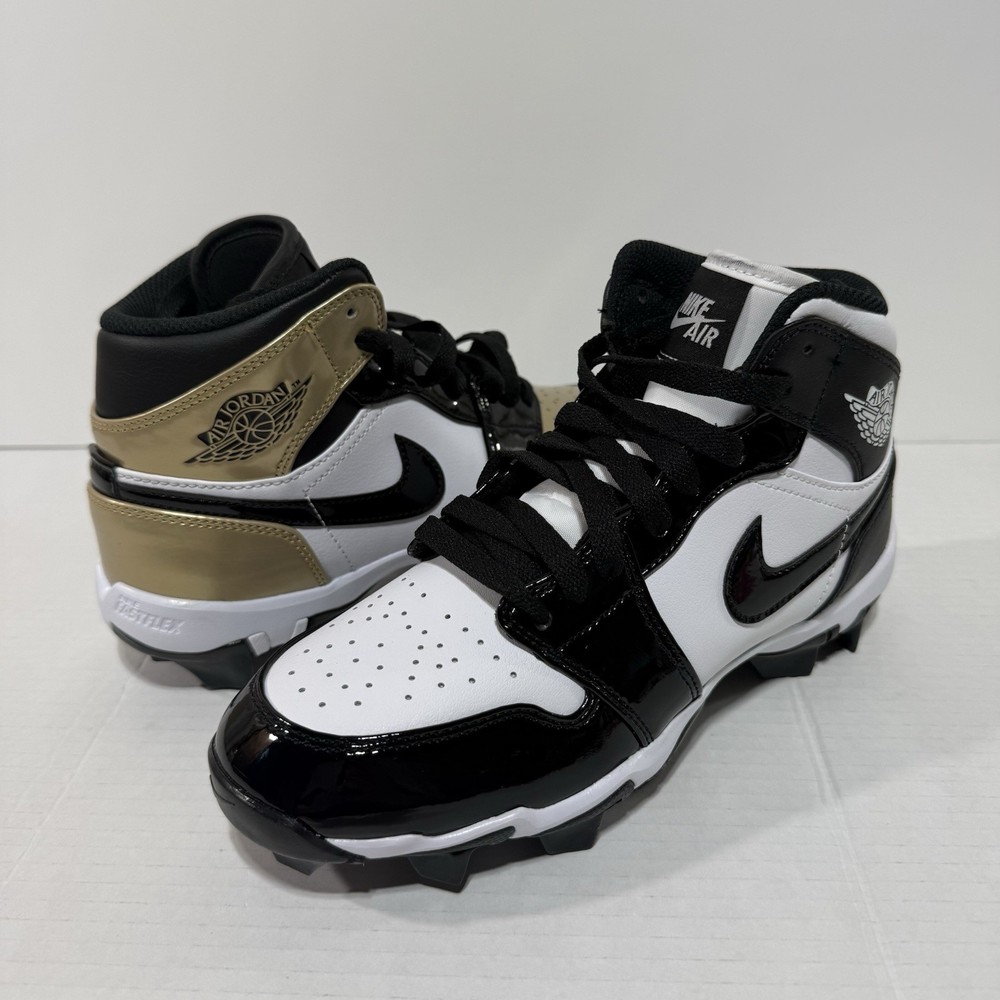 NEW Nike Air Jordan 1 Mid TD Mismatch Cleats Youth 5Y HF6883 Gold Toe
