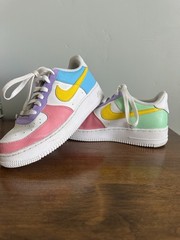 Nike Air Force 1 Custom Painted Pastel 6y 8w White Colored Pink Purple Blue