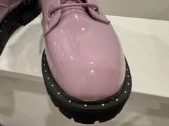 Pink/Lavender Studded Ankle Booties with Lace Up and Side Zip