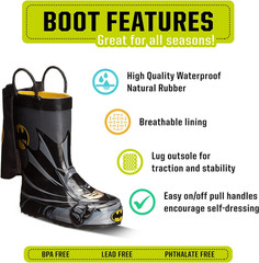 Rain Boots with Pull on Handles for Toddlers and Kids – Premium Waterproof Boots