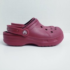 Crocs Classic Ralen Lined Maroon Toddler Kids Size J2/4 Clog Sandals Shoes 16245