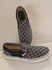 Vans Kids Classic Checkerboard Slip-On Black and Pewter Size 3