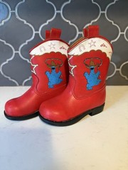 Vintage Red COOKIE MONSTER Leather Little Kids Boots 1970’s? Size 6 VERY RARE