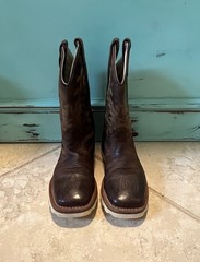 Old West Kids Dark Clay Distressed Brown Western Boots BSC1953 Kids Size 1D