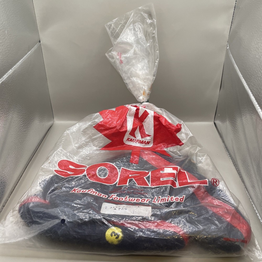Vtg Sorel Kaufman Boot Liners Wool Sock Blue Youth size 3 NIP NEW Vintage