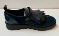 NIB Beautiful Designer MANUELA DE JUAN Blue Velvet/Patent Leather Shoes 32 SPAIN
