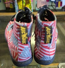 VGUC DR. MARTENS MARLEY AIR WARE USA Flag Canvas Kids Sz.3*Lace Up/Zip