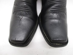 Justin Black Leather Square Toe Pull On Boots Kids Youth Style 2554 JR Sz 5.5 D