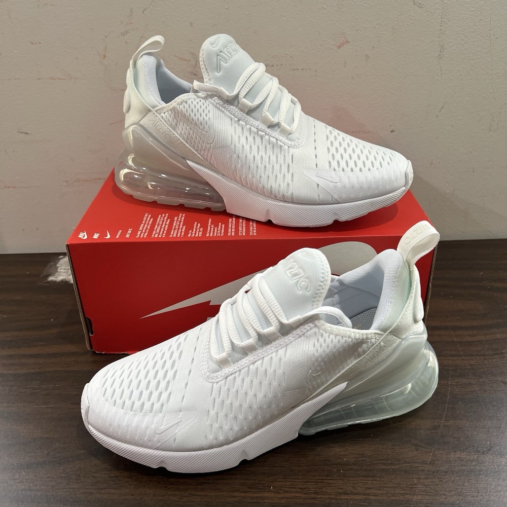 Nike Kid’s Air Max 270 White Metallic Silver Grade School 943345-103 Size 6.5Y