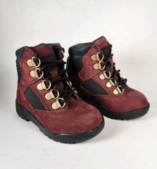 TIMBERLAND Toddler Hiking Boots Size 7 EU 23.5 Red Leather High Top