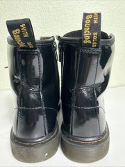Dr. Martens Doc 1460 J Juniors Combat Boots Size 4 Glossy Black Leather Side Zip