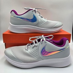 Nike Star Runner 2 Kids Silver Purple Iridescent Running Shoes CW3294-001 6.5Y