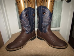 Magellan Outdoors Youth sz 3 D Western Boots Brown Embroidered