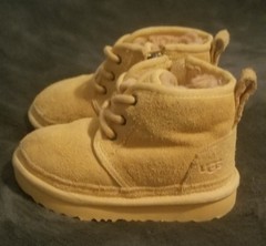 Kids Ugg Suade High Top Lace Up Boot Burnt Yellow Mustard Fall Spring Size 8