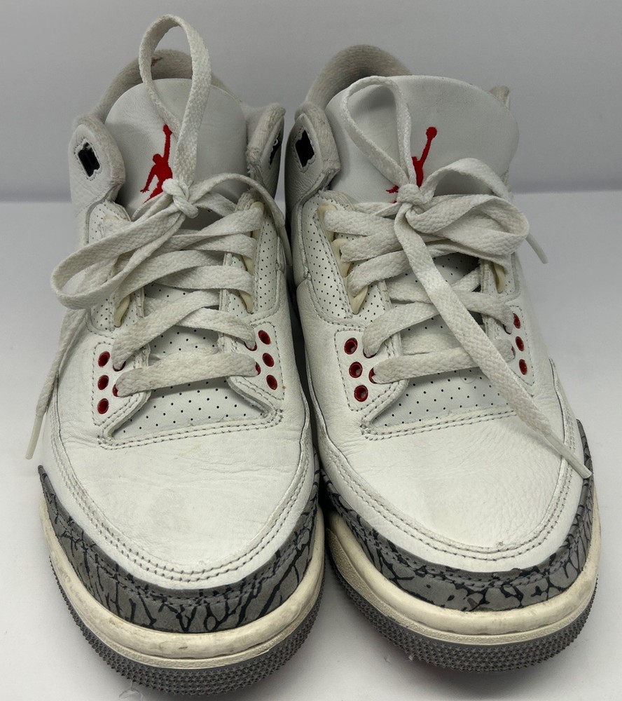Jordan Air 3 Retro GS Summit White Red Black Leather Unisex Kids 5.5Y