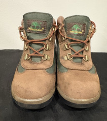 Timberland Leather Hiking Ankle Boot Brown/Green Lace-Up Kids US 2 16737M