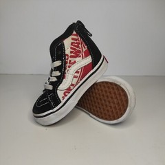 Vans Doheny Red and White Off the Wall Logo Print Skate Shoes Toddler Sz 4
