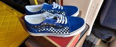 New In box ¡VANS New Skool Reflective Checked Blue Shoes Size 7y[W8.5] (39 Euro)