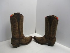 Corral Brown Leather Snip Toe Cross Wings Cowboy Boots Youth Sz 2.5 T Sty A1028