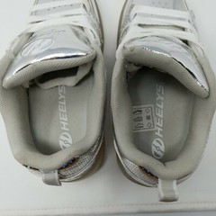 Heelys Premium Lights Lo Light Up Wheeled Shoes Sneakers Chrome Silver Youth 1